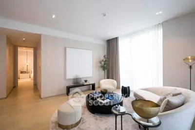 Luxurious modern living room with elegant furniture and natural light
