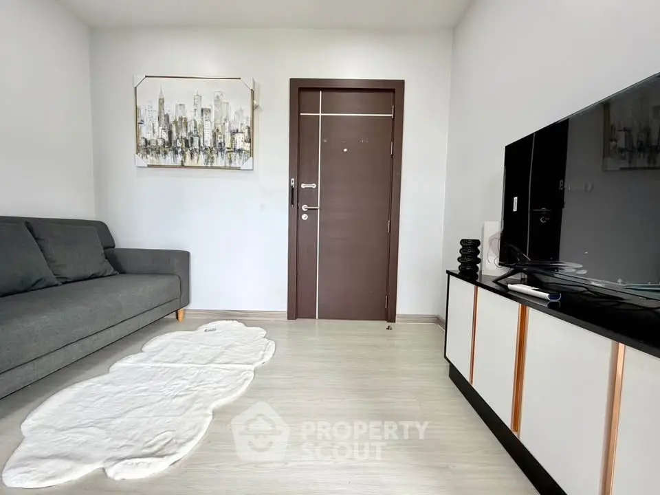 Modern living room with sleek furniture and stylish decor