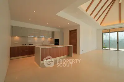 Spacious modern kitchen with open layout and high ceilings