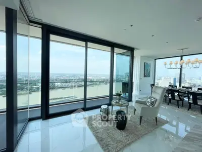Luxurious high-rise living room with stunning river view and elegant decor