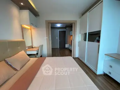 Modern bedroom with stylish furniture and cozy ambiance