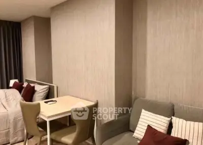 Cozy modern living room with dining area and stylish decor