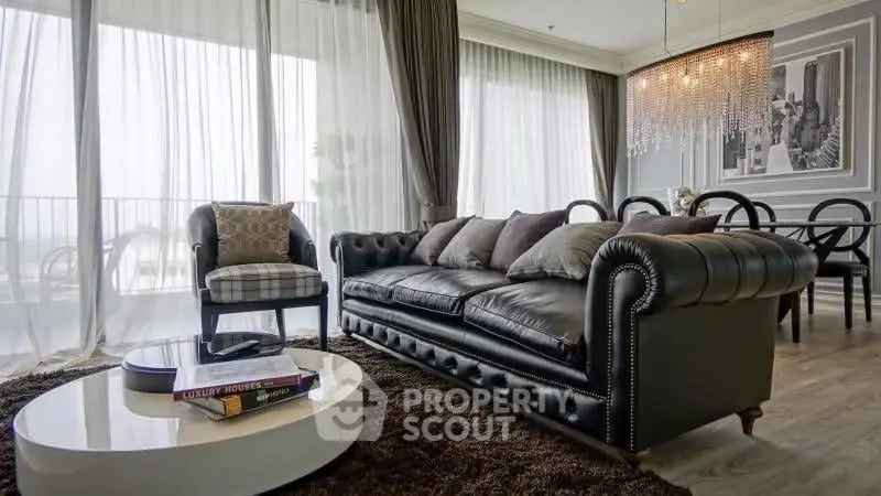 Luxurious living room with elegant sofa and chic decor