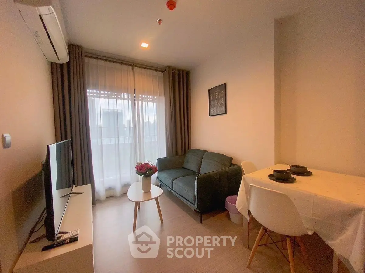 Cozy living room with modern decor and natural light