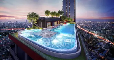 Stunning rooftop infinity pool with panoramic city views at sunset, perfect for luxury living.