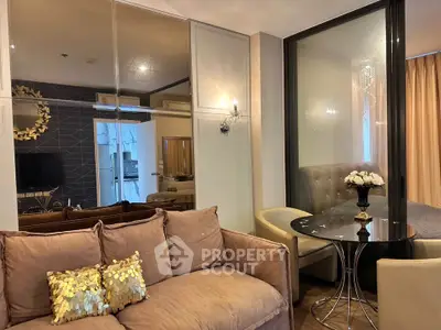 Luxurious living room with elegant decor and plush seating in modern apartment
