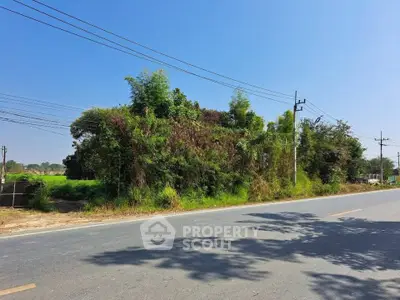 Prime roadside land plot with lush greenery, ideal for development or investment opportunities.