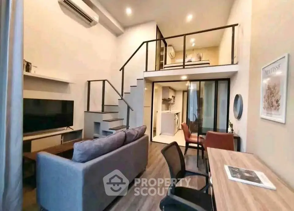 Modern loft apartment with stylish mezzanine and open living area