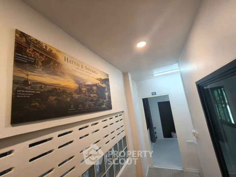 Modern corridor with stylish wall art in a contemporary building