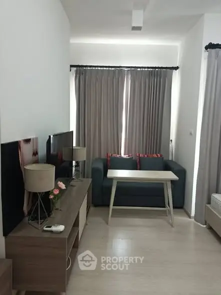 Cozy living room with modern decor and natural light