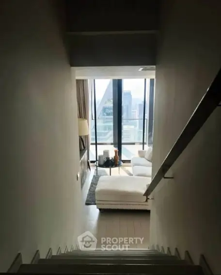 Modern apartment with stunning city view from living room