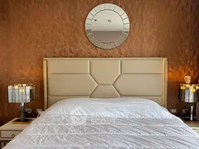 Luxurious bedroom with elegant decor and stylish lighting