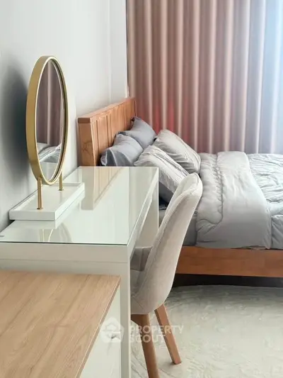 Cozy bedroom with elegant decor and stylish furniture, perfect for relaxation and comfort.