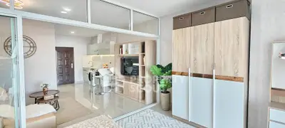 Modern studio apartment with open layout and stylish furnishings