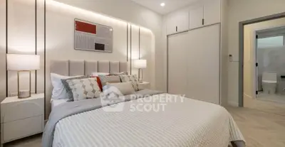 Elegant bedroom with modern decor and cozy lighting