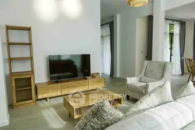 Modern living room with stylish furniture and natural light