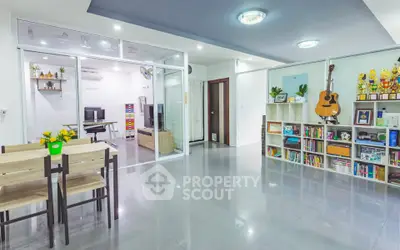 Spacious modern living room with study area and stylish decor