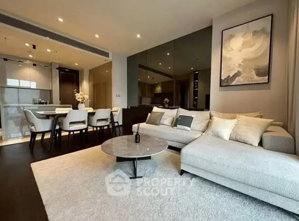 Luxurious modern living room with elegant dining area and stylish decor