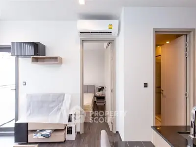 Modern apartment interior with sleek design and air conditioning