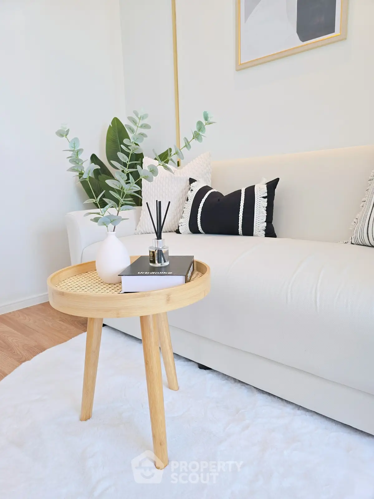 Chic modern living room with stylish decor and cozy seating area.