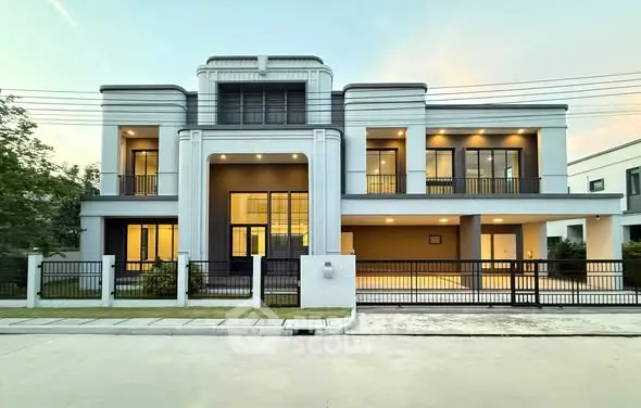 Luxurious modern house exterior with elegant facade and spacious driveway, perfect for upscale living.