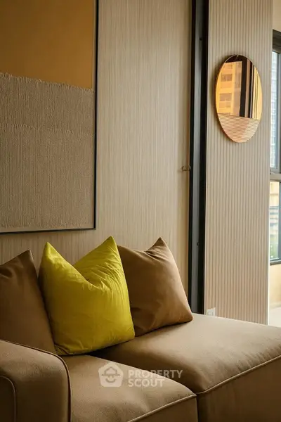 Stylish living room with modern decor and comfortable sofa