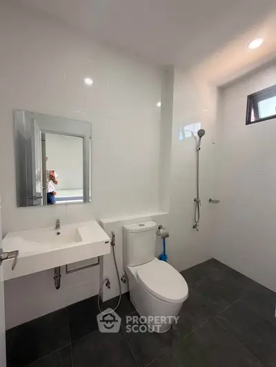 Modern bathroom with sleek fixtures and natural light
