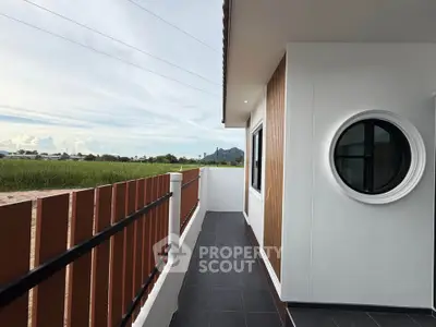Modern balcony with scenic view and stylish design