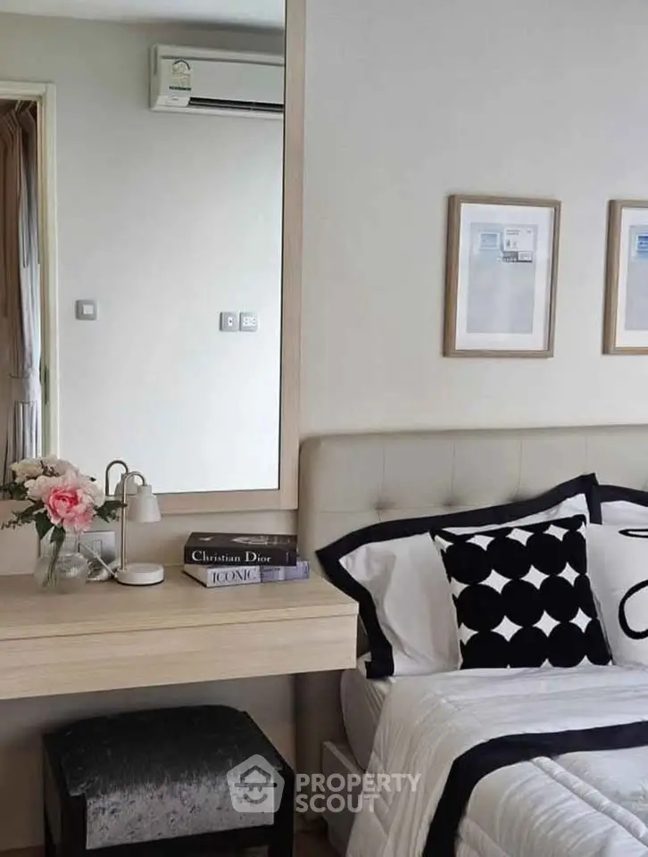 Stylish bedroom with modern decor and cozy ambiance