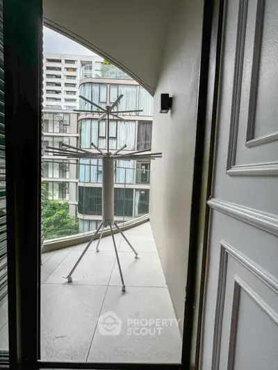 Modern balcony with unique architectural view in urban setting