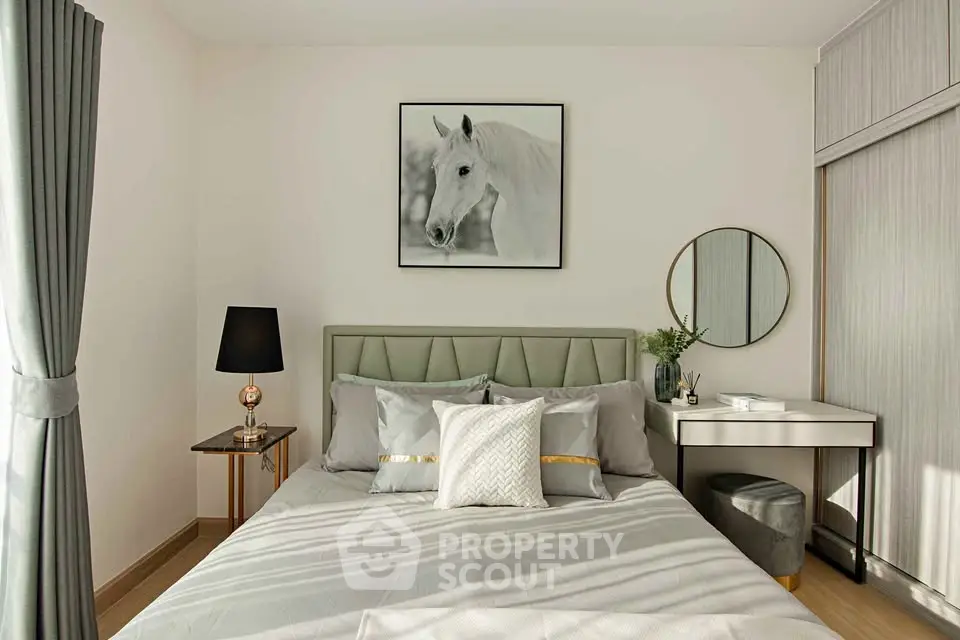 Elegant bedroom with modern decor and stylish furnishings