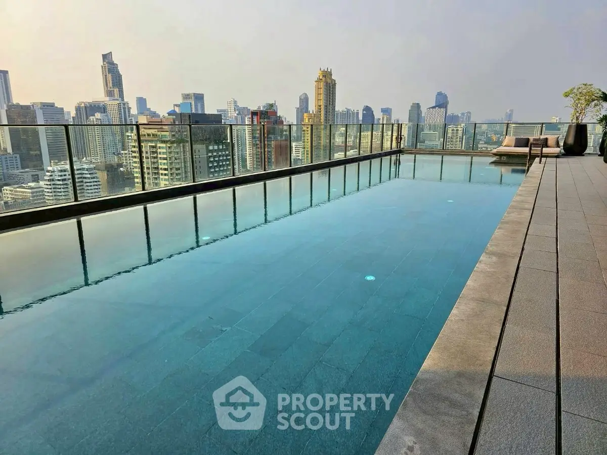 Stunning rooftop pool with panoramic city skyline views, perfect for luxury urban living.