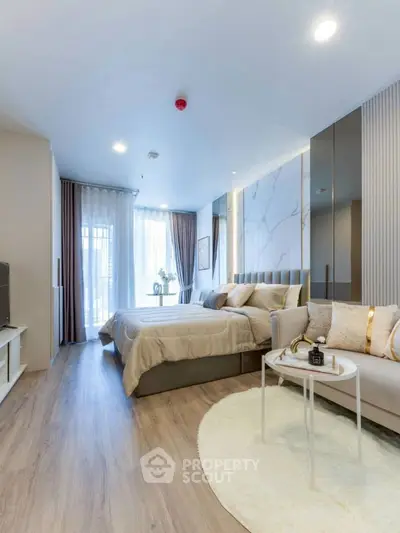 Luxurious modern bedroom with elegant decor and natural light