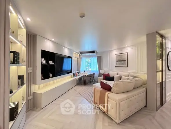 Luxurious modern living room with elegant decor and spacious layout