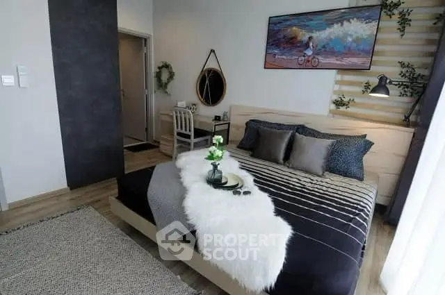 Stylish bedroom with modern decor and cozy ambiance