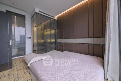 Luxurious modern bedroom with elegant design and city view