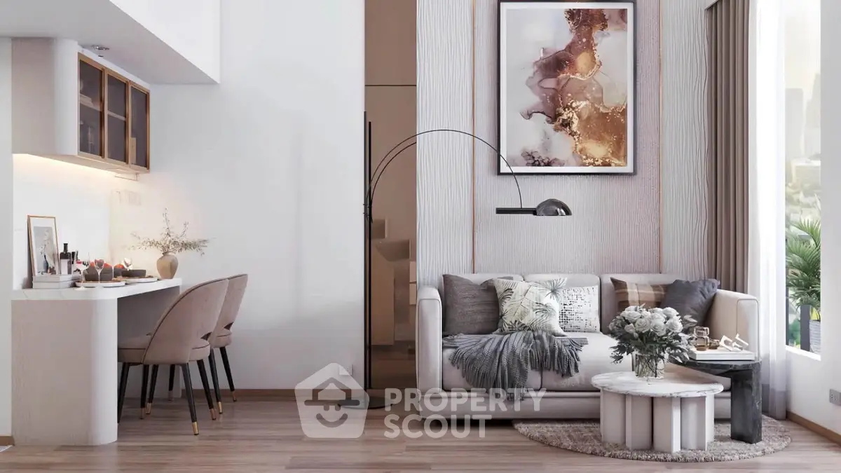 Stylish modern living room with elegant decor and cozy seating area