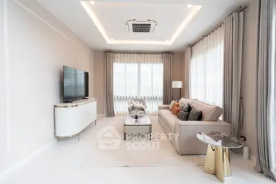 Luxurious modern living room with elegant decor and natural light