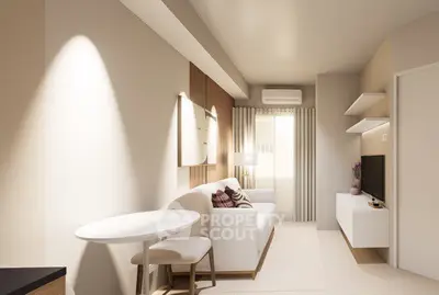 Modern living room with sleek furniture and natural light