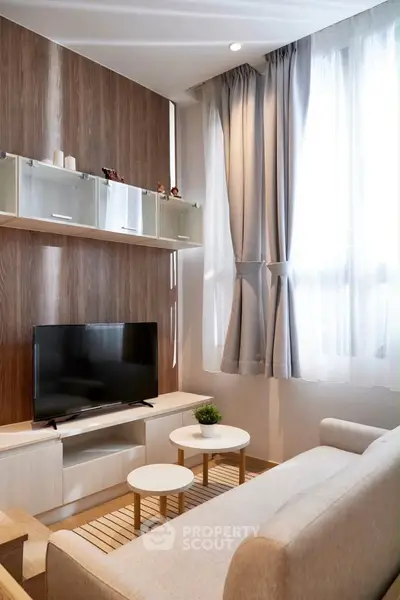 Modern living room with stylish decor and natural light