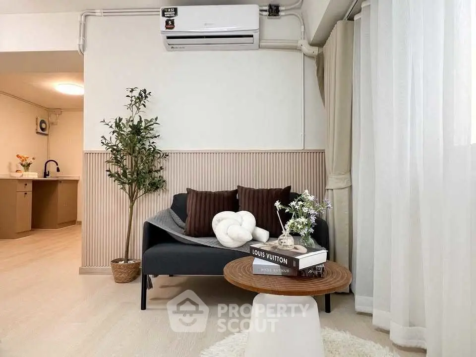Chic living room with modern decor and cozy seating area