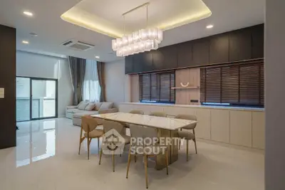 Luxurious modern living room with elegant dining area and stylish lighting