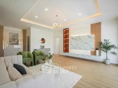 Luxurious modern living room with elegant decor and spacious layout