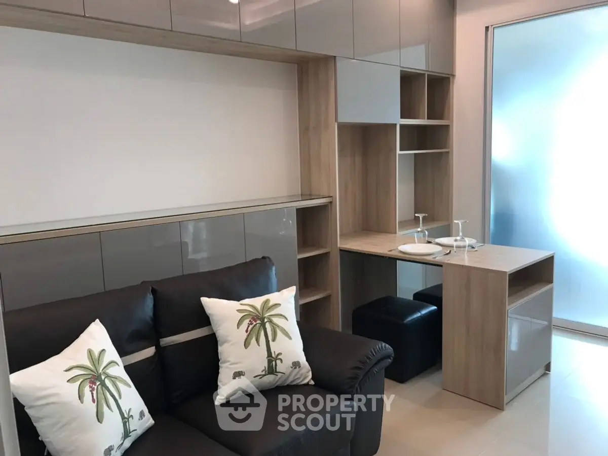 Modern living room with sleek furniture and stylish decor