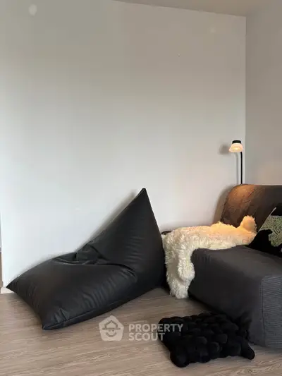 Cozy living room with modern bean bag and stylish decor