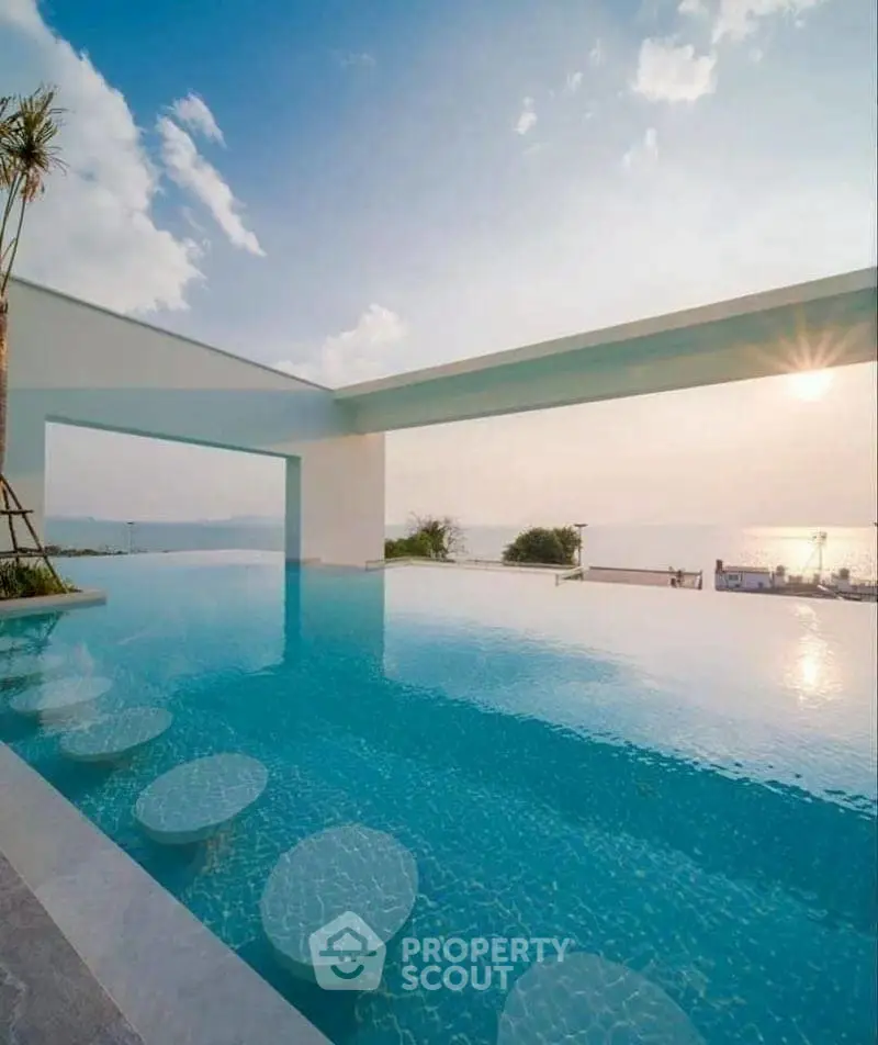 Luxurious infinity pool with stunning ocean view and modern architecture.