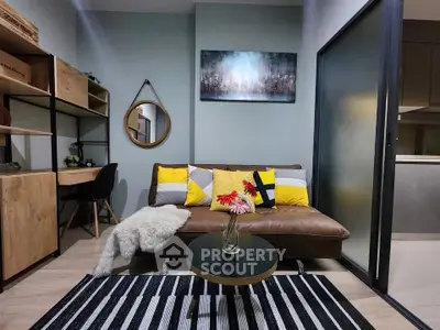 Stylish modern living room with cozy sofa and chic decor