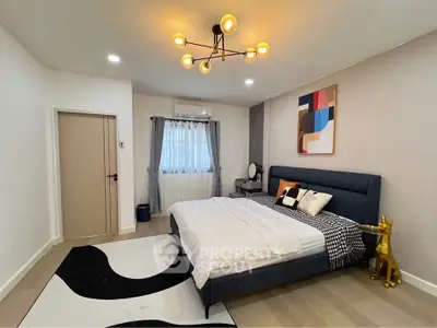 Modern bedroom with stylish decor and cozy ambiance