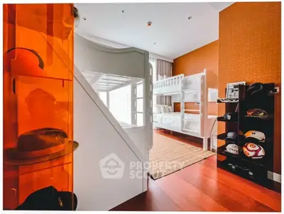 Stylish kids' bedroom with bunk beds and vibrant decor