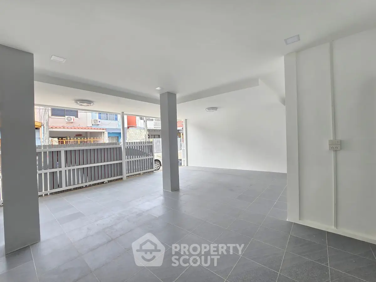 Spacious open garage with modern design and ample natural light